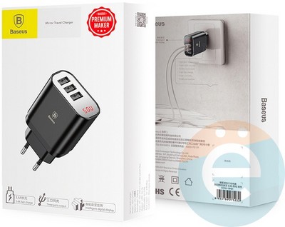 Сетевой адаптер Baseus CCALL-BH01 3USB 3.4A черный - фото 19756