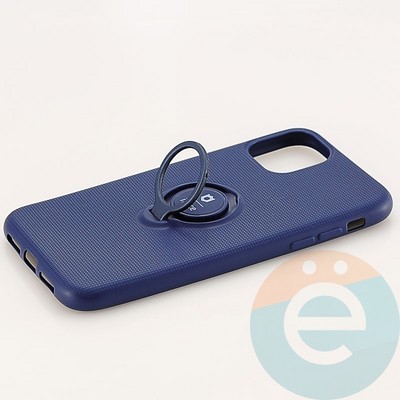 Накладка силиконовая iFace на Apple IPhone 11 с металлической пластиной с кольцом синяя - фото 30137