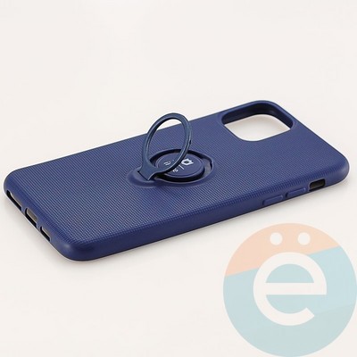 Накладка силиконовая iFace на Apple IPhone 11 Pro Max с металлической пластиной с кольцом синяя - фото 30138