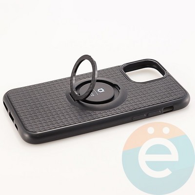 Накладка силиконовая iFace на Apple IPhone 11 Pro с металлической пластиной с кольцом черная - фото 30153