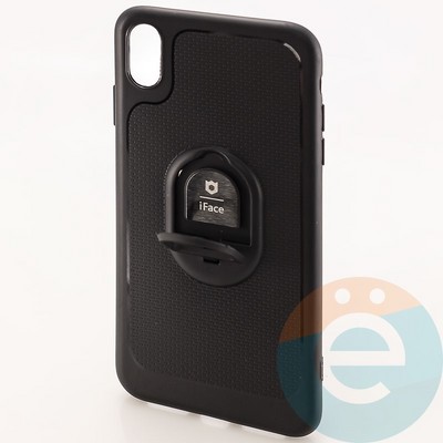 Накладка силиконовая iFace на Apple IPhone Xs Max с металлической пластиной рифлёная - фото 30169