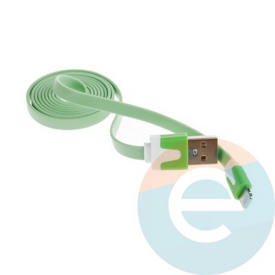 USB кабель Noodle Flat на Lightning плоский зелёный - фото 6371