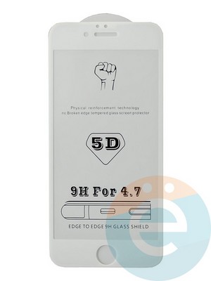 Защитное стекло 5D с полной проклейкой на Apple iPhone 6/6s белое - фото 35438