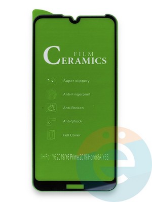 Защитное стекло Ceramics (без упаковки) для Huawei Y6 2019/Honor 8A черное - фото 45172