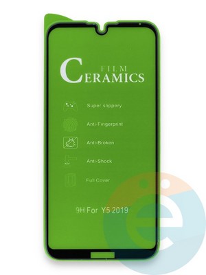 Защитное стекло Ceramics (в упаковке) для Huawei Y5 2019/Honor 8S черное - фото 35949