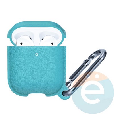 Чехол силиконовый Leather Silicone Hang Case для Apple AirPods 1/2 Mint Green - фото 36341