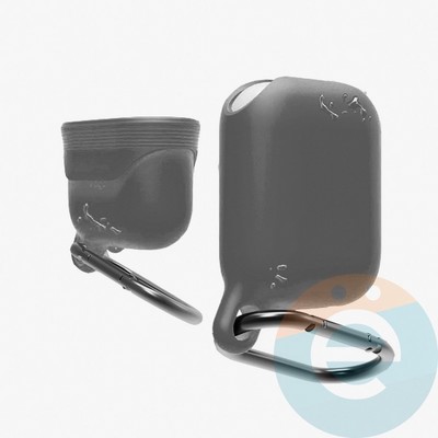 Чехол силиконовый воданепроницаемый Waterproof Hang Case для Apple AirPods 1/2 серый - фото 36943