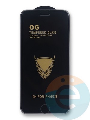 Защитное стекло OG с полной проклейкой на Apple iPhone 6/6S в упаковке черное - фото 38638