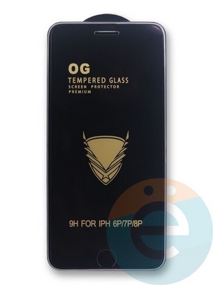 Защитное стекло OG с полной проклейкой на Apple iPhone 6/6S Plus в упаковке черное - фото 38639