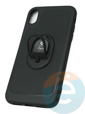 Накладка силиконовая iFace на Apple IPhone Xr с металлической пластиной рифлёная - фото 38761