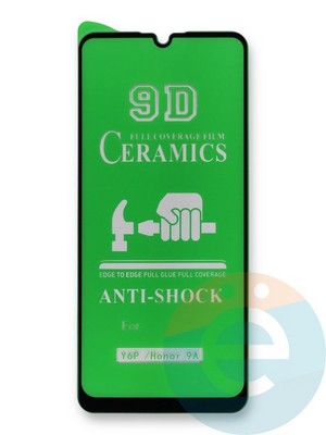 Защитное стекло Ceramics (в упаковке) для Huawei Y6P черное - фото 39926