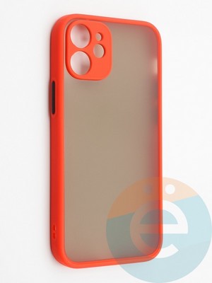 Накладка пластиковая с силиконовой окантовкой с защищенной камерой для iPhone 12 mini красная - фото 42248