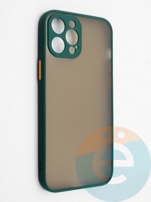 Накладка пластиковая с силиконовой окантовкой с защищенной камерой для iPhone 12 Pro Max зеленая - фото 42253