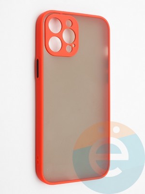 Накладка пластиковая с силиконовой окантовкой с защищенной камерой для iPhone 12 Pro Max красная - фото 42254