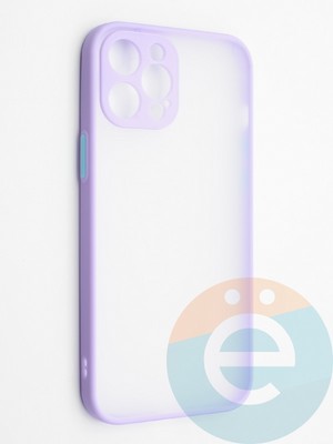 Накладка пластиковая с силиконовой окантовкой с защищенной камерой для iPhone 12 Pro Max сиреневая - фото 42256