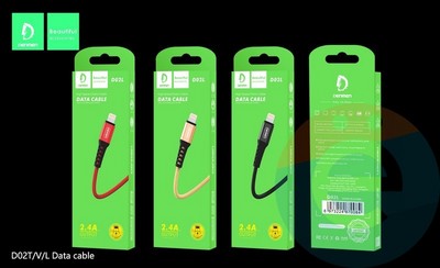 USB кабель Denmen D02L на Lightning 2.4A 1м красный - фото 45852