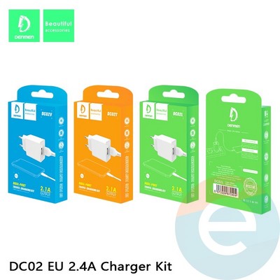 СЗУ Denmen DC02V DUAL USB 2.1A + кабель Micro USB белое - фото 46049