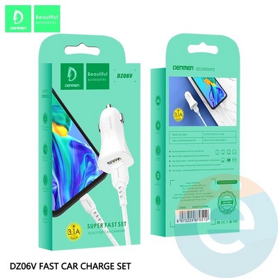 AЗУ Denmen DZ06V DUAL USB 3.1A + кабель Micro USB белое - фото 46071