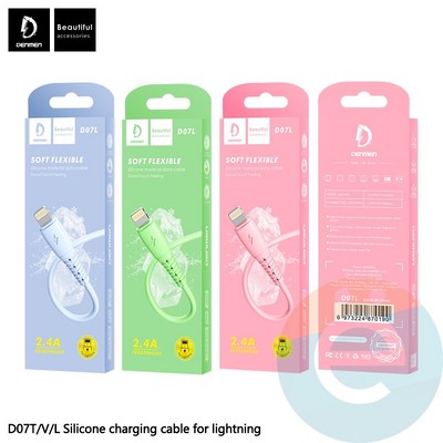 USB кабель Denmen D07L на Lightning 2.4A 1м фиолетовый - фото 46741