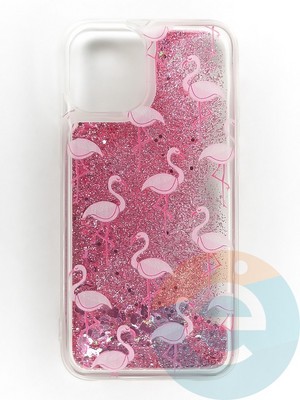 Накладка Переливашка на Apple iPhone 12 Mini фламинго - фото 47271