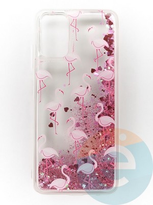 Накладка Переливашка на Samsung Galaxy A03S фламинго - фото 47385