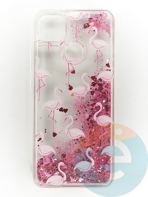 Накладка Переливашка на Xiaomi Redmi 9C/10A фламинго - фото 47430