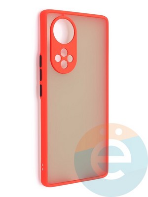 Накладка пластиковая с силиконовой окантовкой с защищенной камерой для Huawei Honor 50 Pro красная - фото 48594