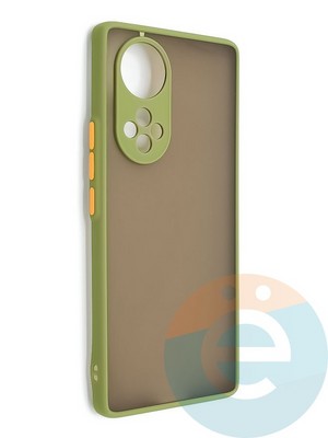 Накладка пластиковая с силиконовой окантовкой с защищенной камерой для Huawei Honor 50 Pro хаки - фото 48597