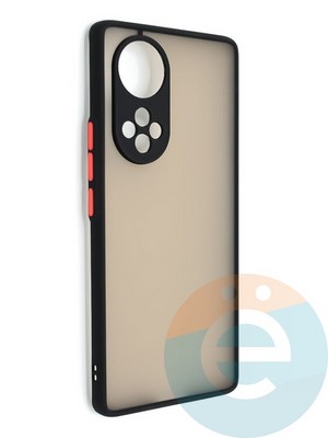 Накладка пластиковая с силиконовой окантовкой с защищенной камерой для Huawei Honor 50 Pro черная - фото 48598