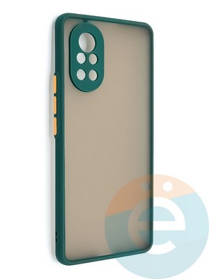 Накладка пластиковая с силиконовой окантовкой с защищенной камерой для Huawei Nova 8 зеленая - фото 48599