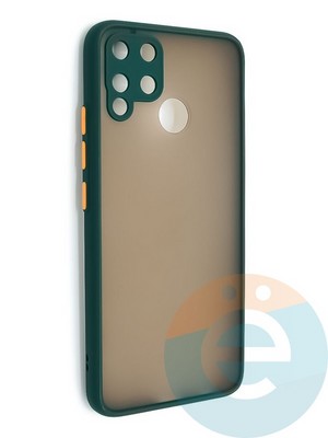 Накладка пластиковая с силиконовой окантовкой с защищенной камерой для Realme C15 зеленая - фото 48655