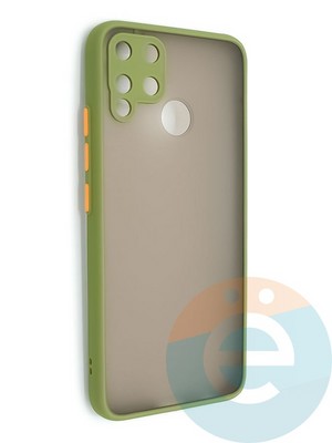 Накладка пластиковая с силиконовой окантовкой с защищенной камерой для Realme C15 хаки - фото 48659
