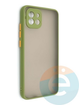 Накладка пластиковая с силиконовой окантовкой с защищенной камерой для Samsung Galaxy A03 хаки - фото 48679