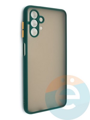 Накладка пластиковая с силиконовой окантовкой с защищенной камерой для Samsung Galaxy A13 4G зеленая - фото 48681