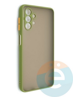 Накладка пластиковая с силиконовой окантовкой с защищенной камерой для Samsung Galaxy A13 4G хаки - фото 48684