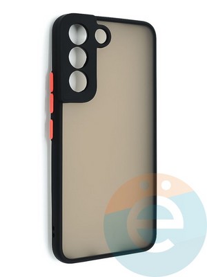 Накладка пластиковая с силиконовой окантовкой с защищенной камерой для Samsung Galaxy S22 черная - фото 48705