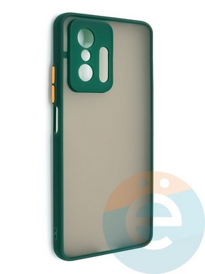 Накладка пластиковая с силиконовой окантовкой с защищенной камерой для Xiaomi Mi 11T зеленая - фото 48706