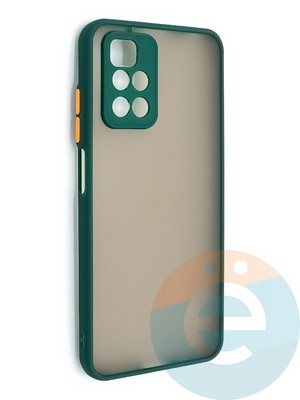 Накладка пластиковая с силиконовой окантовкой с защищенной камерой для Xiaomi Redmi Note 11 4G зеленая - фото 48712