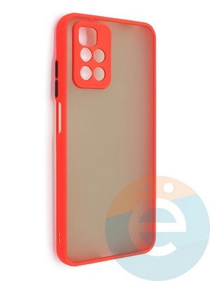 Накладка пластиковая с силиконовой окантовкой с защищенной камерой для Xiaomi Redmi Note 11 4G красная - фото 48713