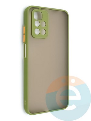 Накладка пластиковая с силиконовой окантовкой с защищенной камерой для Xiaomi Redmi Note 11 4G хаки - фото 48716