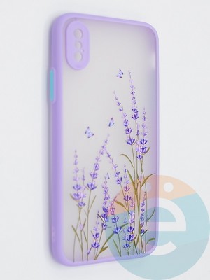 Накладка пластиковая с картинкой для Apple iPhone X/XS сиреневая - фото 47903