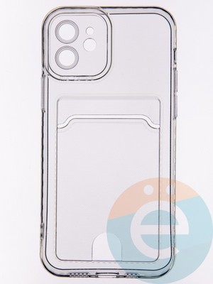 Накладка силиконовая с кардхолдером для Apple iPhone 12 прозрачная - фото 53463
