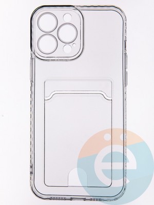 Накладка силиконовая с кардхолдером для Apple iPhone 13 Pro Max прозрачная - фото 53469