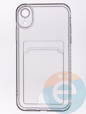 Накладка силиконовая с кардхолдером для Apple iPhone Xr прозрачная - фото 53490