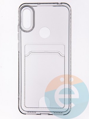 Накладка силиконовая с кардхолдером для Huawei Y6 2019/Honor 8A прозрачная - фото 53511