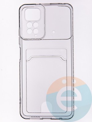 Накладка силиконовая с кардхолдером для Poco M4 Pro 4G прозрачная - фото 53523