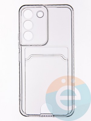 Накладка силиконовая с кардхолдером для Samsung Galaxy S22 прозрачная - фото 53587