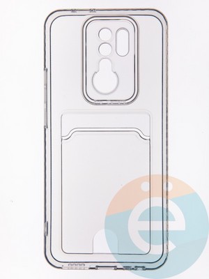 Накладка силиконовая с кардхолдером для Xiaomi Redmi 9 прозрачная - фото 53606