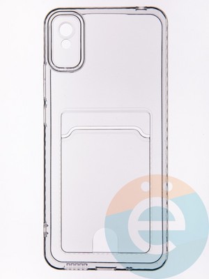 Накладка силиконовая с кардхолдером для Xiaomi Redmi 9A прозрачная - фото 53609