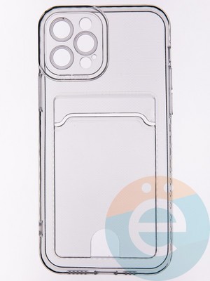 Накладка силиконовая с кардхолдером для Apple iPhone 12 Pro прозрачная - фото 53460